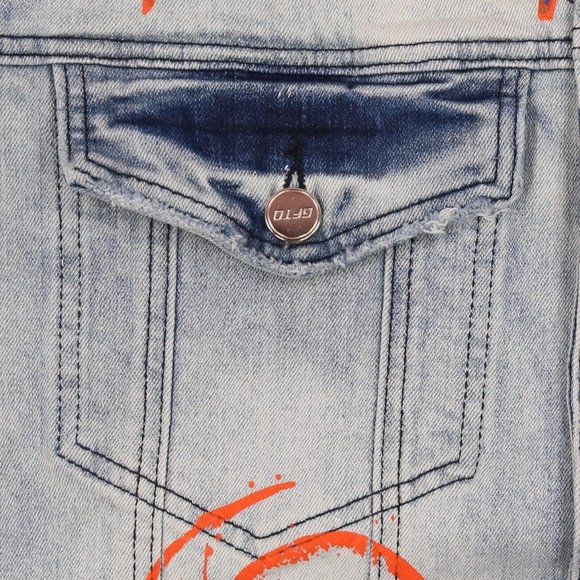 GFTD LOS ANGELES MEN'S Distressed Stretch Denim Jacket Style SED Size: 2XL - Picture 4 of 6